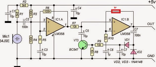 Темброблок на lm358 схема