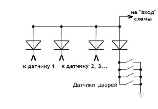 Схема подключения набора датчиков