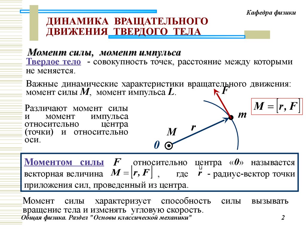 Момент силы физика