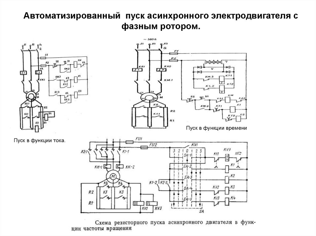 Схема трехфазного асинхронного двигателя с короткозамкнутым ротором представлена на рисунке