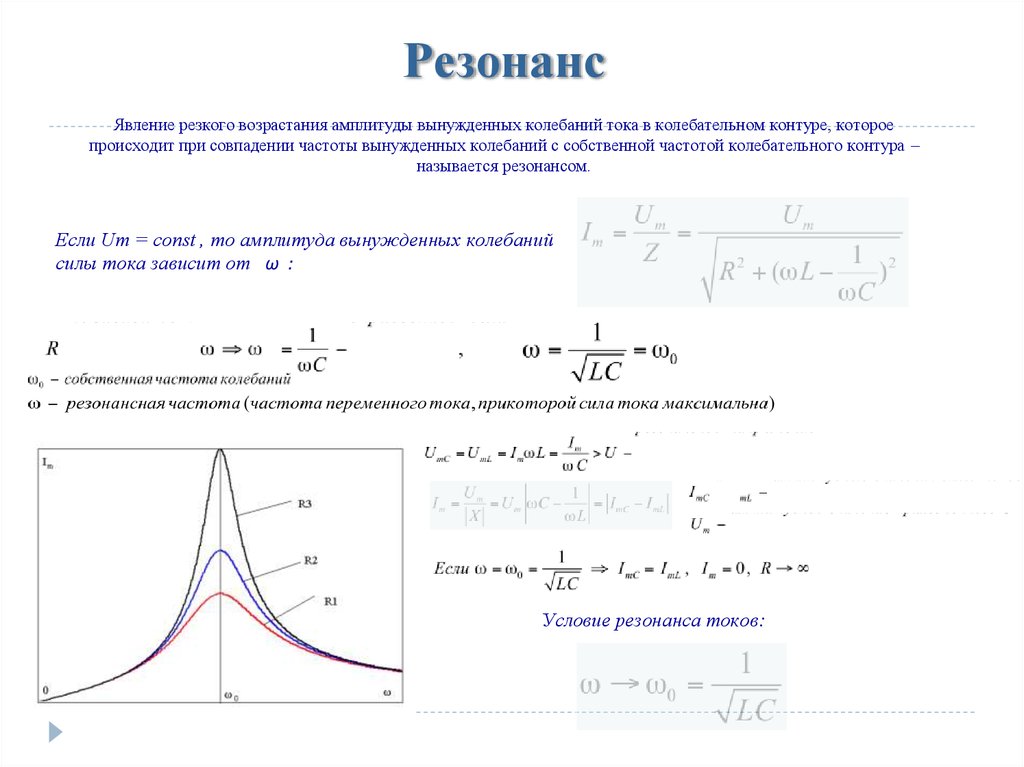 Резонанс в контуре. Явление резонанса график. Резонансная частота вынужденных колебаний. Резонансная частота вынужденных колебаний формула. Явление резонанса презентация.