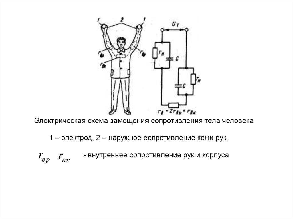 Сопротивление веса. Электрическая схема замещения сопротивления тела человека. Общепринятая схема замещения сопротивления тела человека. Схема замещения сопротивления тела человека рука - две ноги. Измерение сопротивления кожи человека.