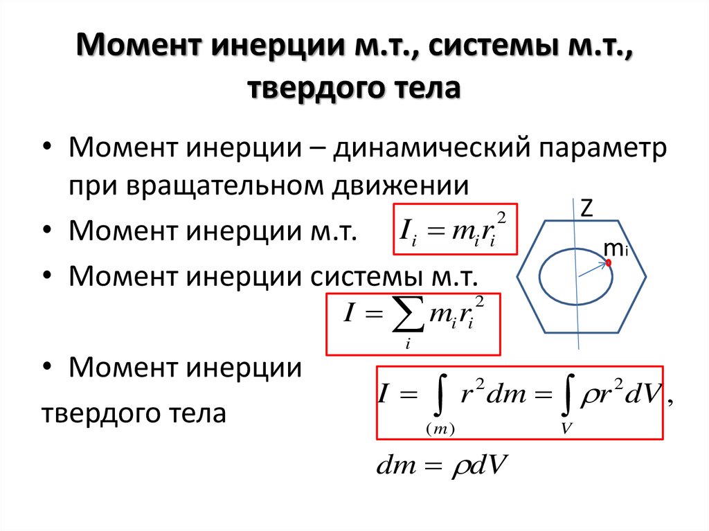 Момент инерции примеры. Момент инерции произвольного тела. Формула для определения момента инерции тел. Осевой момент инерции формула механической системы. Момент инерции механической системы определяется по формуле.