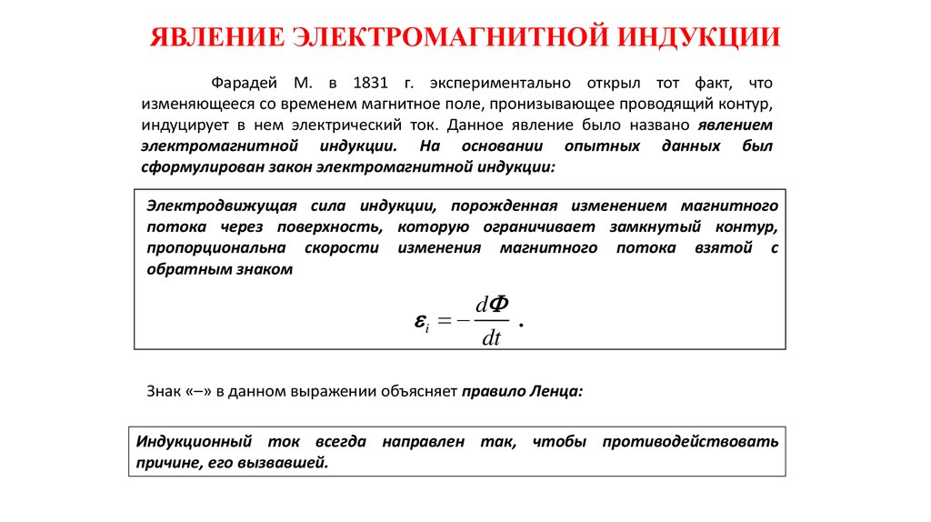 Закон электромагнитной индукции фарадея рисунок