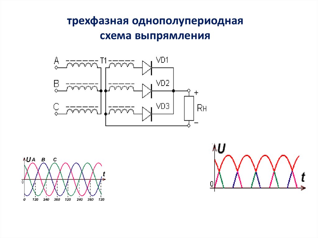 Схема однополупроводникового выпрямителя