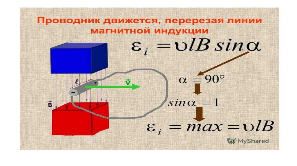 Проводник движется в магнитном