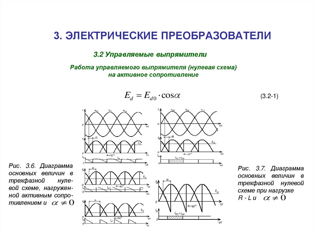 Трехфазный выпрямитель с нулевым выводом схема