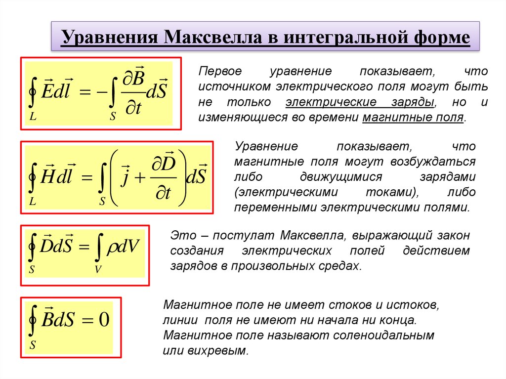 Интегральные уравнения максвелла. Уравнение Максвелла для электромагнитного поля в интегральной. Уравнения электромагнитного поля в интегральной форме. Системой уравнений Максвелла для точечного заряда в вакууме. 10. Уравнения Максвелла в интегральной и дифференциальной формах..