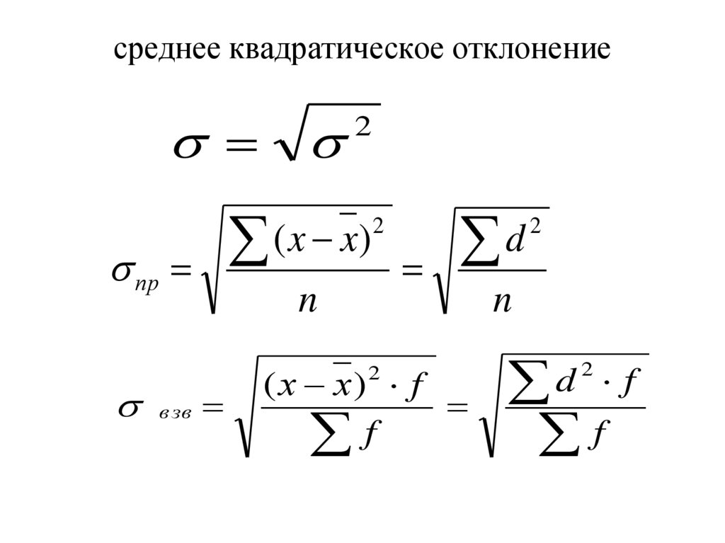 Найти среднее отклонение набора