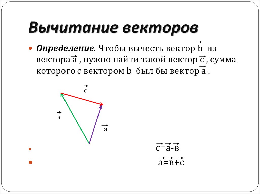 Вычитание векторов 9 класс