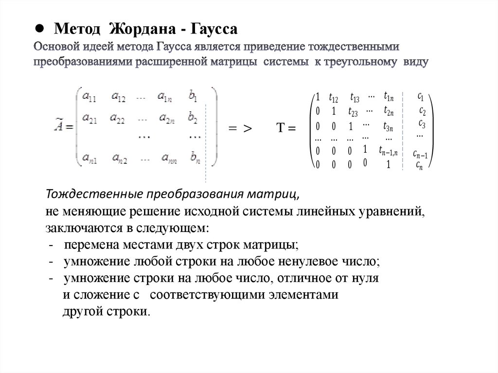 Блок схема метод жордана гаусса