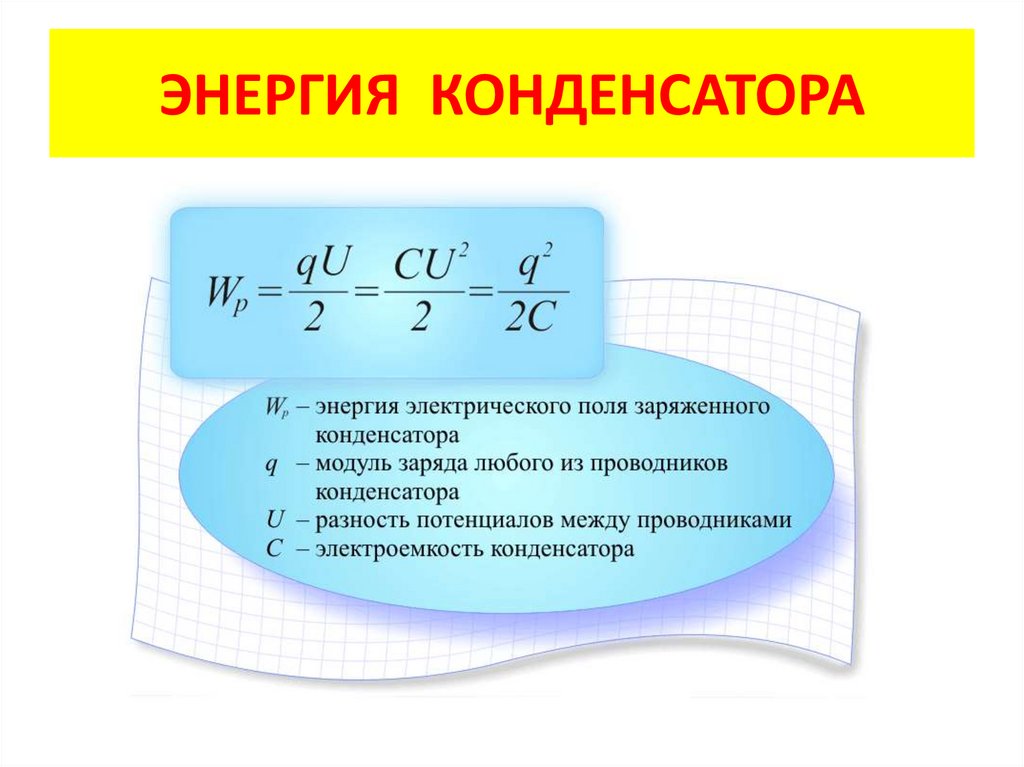 Определите энергию конденсатора c. Формула для расчета энергии конденсатора. Энергия конденсатора формула. Энергия заряженного конденсатора формула. Энергия заряженного конденсатора физика.