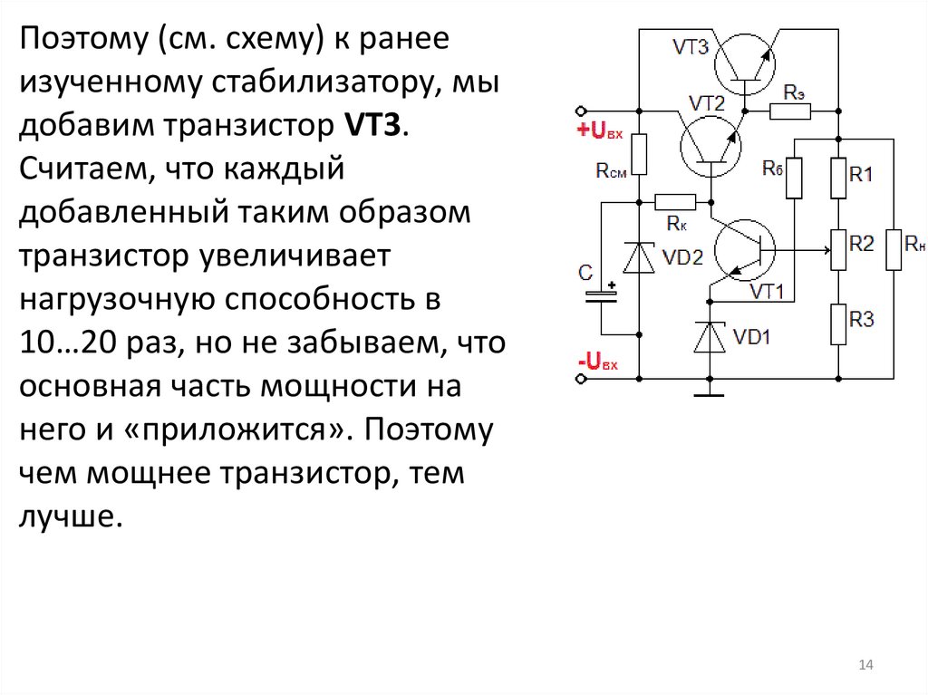 Схема компенсационного стабилизатора напряжения