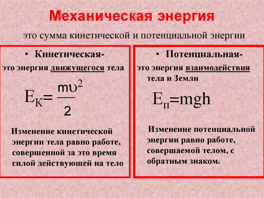 План урока по физике 7 класс энергия потенциальная и кинетическая энергия