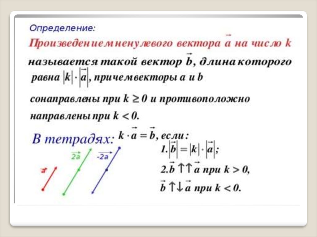 Умножение векторов на число 9 класс геометрия. Умножение вектора на число 9 класс определение. Умножение векторов 9 класс геометрия. Произведение вектора на число 9 класс.