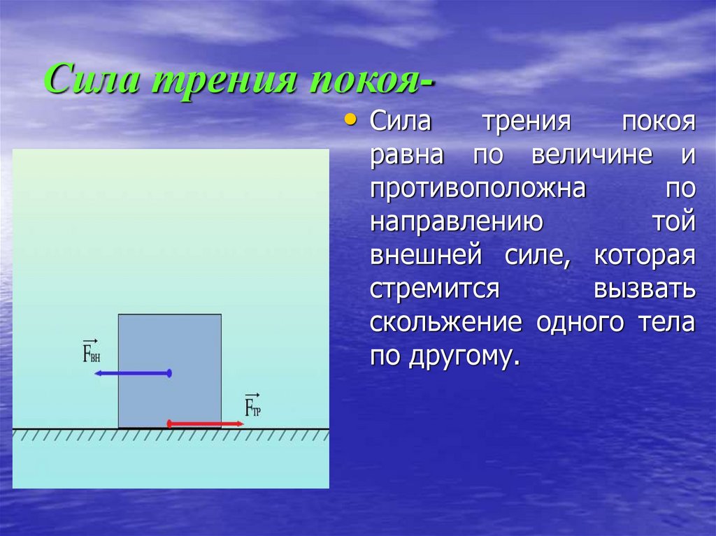 Сила трения блока. Сила трения покоя. Направление силы трения покоя. Максимальная сила трения покоя. Чему равна сила трения покоя.