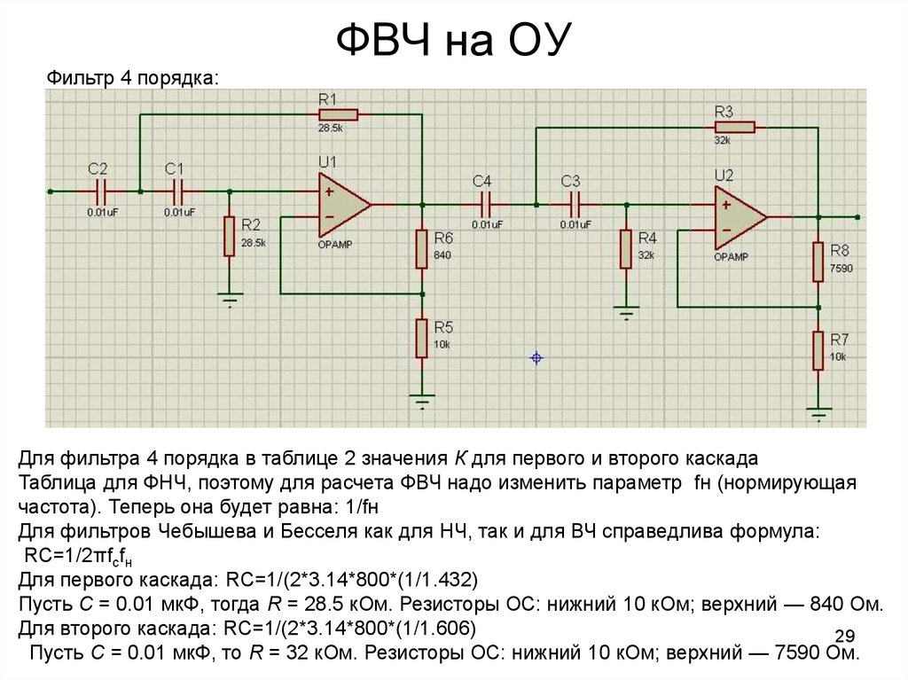 Активные фильтры на оу схема