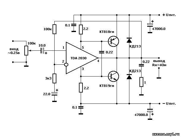 Схема операционного усилителя на транзисторах