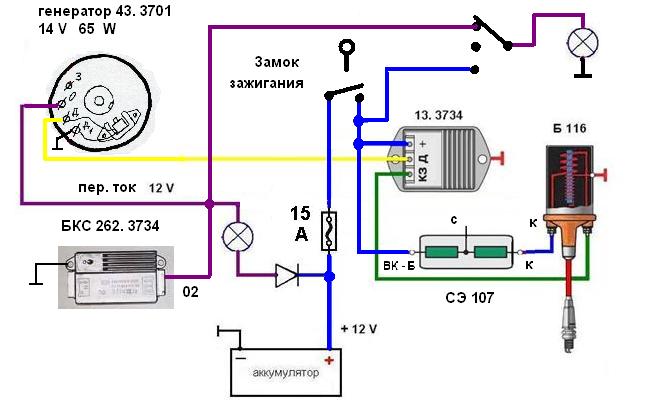 Схема проводки мотоцикла минск 12 вольт на искру