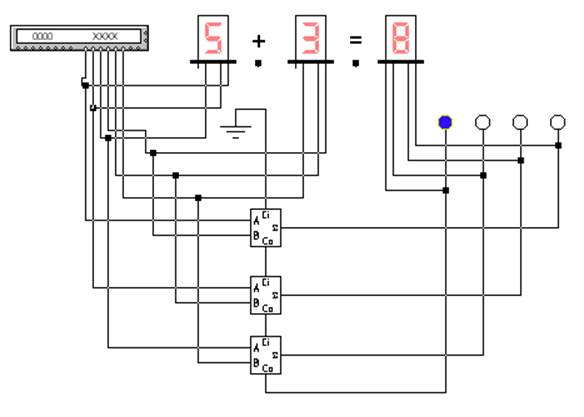 Схема трехразрядного сумматора