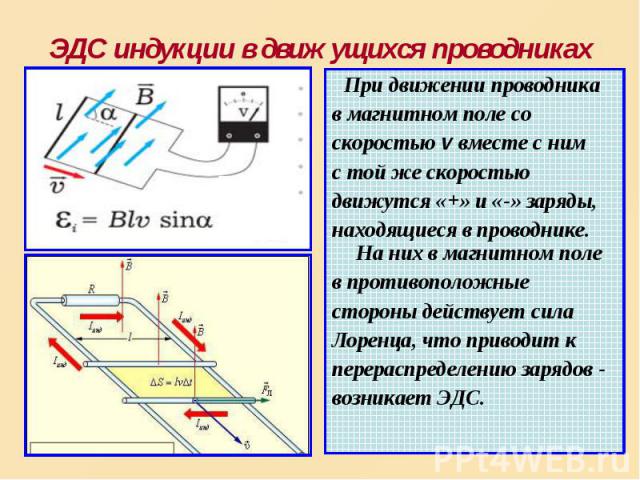 Эдс индукции в движущихся проводниках это. ЭДС индукции в движущихся проводниках 11. ЭДС магнитной индукции в движущихся проводниках. ЭДС индукции в проводнике движущемся в магнитном поле. Индукция в движущемся проводнике.