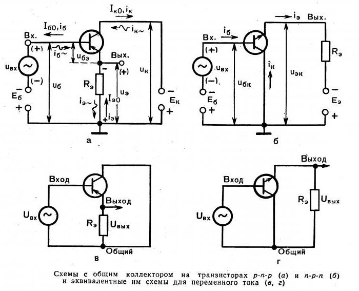 Схема включения биполярного транзистора с общим коллектором