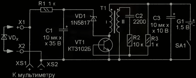 Схемы приборов проверки стабилитронов. Тестер проверки стабилитронов схема. Испытатель стабилитронов приставка к мультиметру.