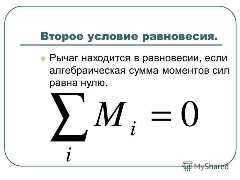 Сумма моментов сил