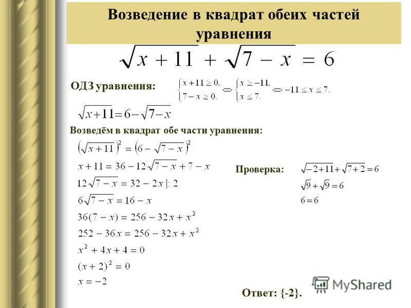 Правила возведения в квадрат