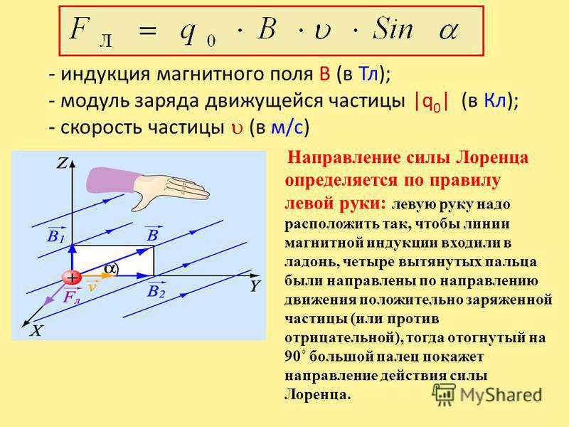 Определите величину и направление силы лоренца действующей на протон в изображенном на рисунке 2