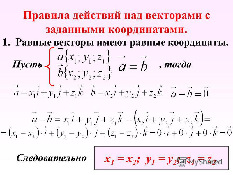 Чему равны координаты вектора