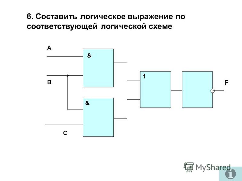 Постройте логическое выражение по логической схеме