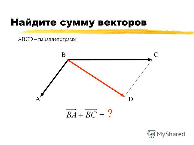 Найди вектор суммы данных векторов