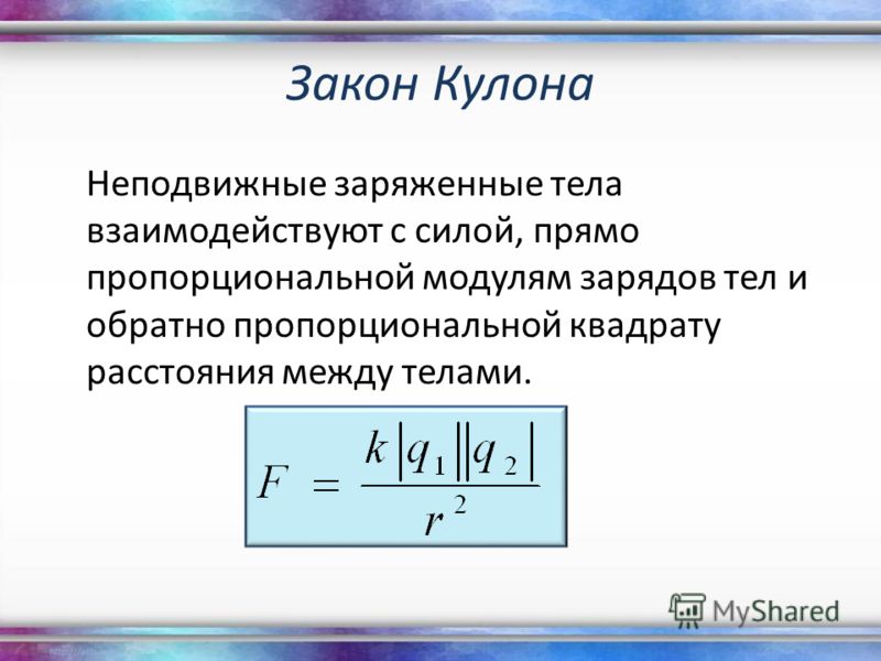 Взаимодействие заряженных тел закон кулона