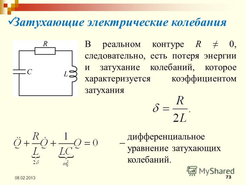 Гармонические колебания в колебательном контуре. Затухание колебательного контура формула. Затухающие электрические колебания. Свободные затухающие колебания в электрическом контуре. Уравнение затухающих колебаний в контуре.