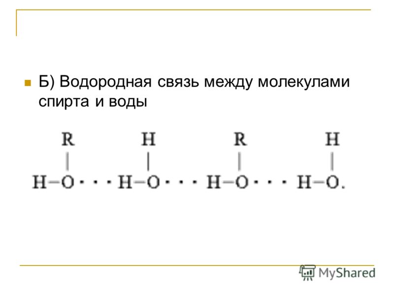 Водородная связь образуется между молекулами