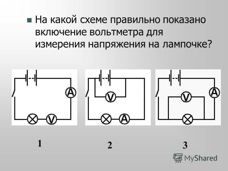 На какой схеме амперметр включен в цепь правильно какой