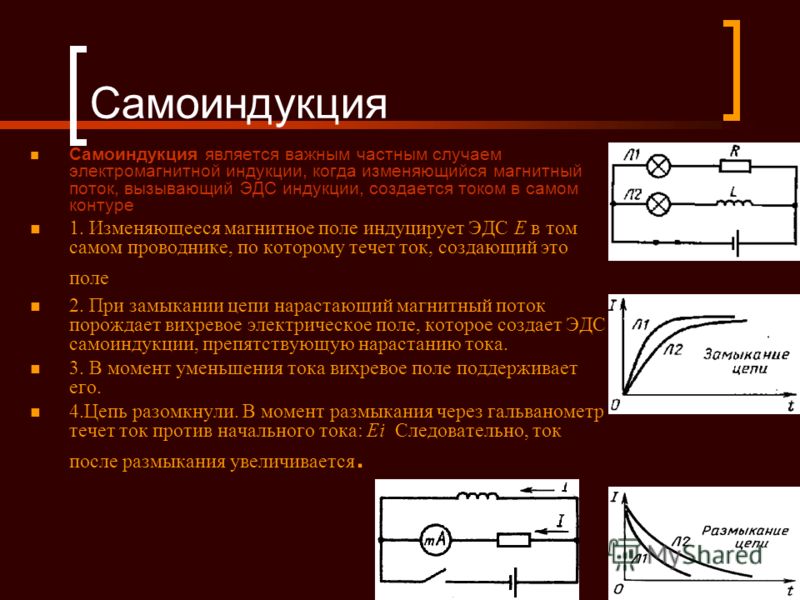 Токи замыкания и размыкания. Самоиндукция при размыкании цепи. Явление самоиндукции при размыкании. Самоиндукция прибор. Формула э.д.с. самоиндукции.