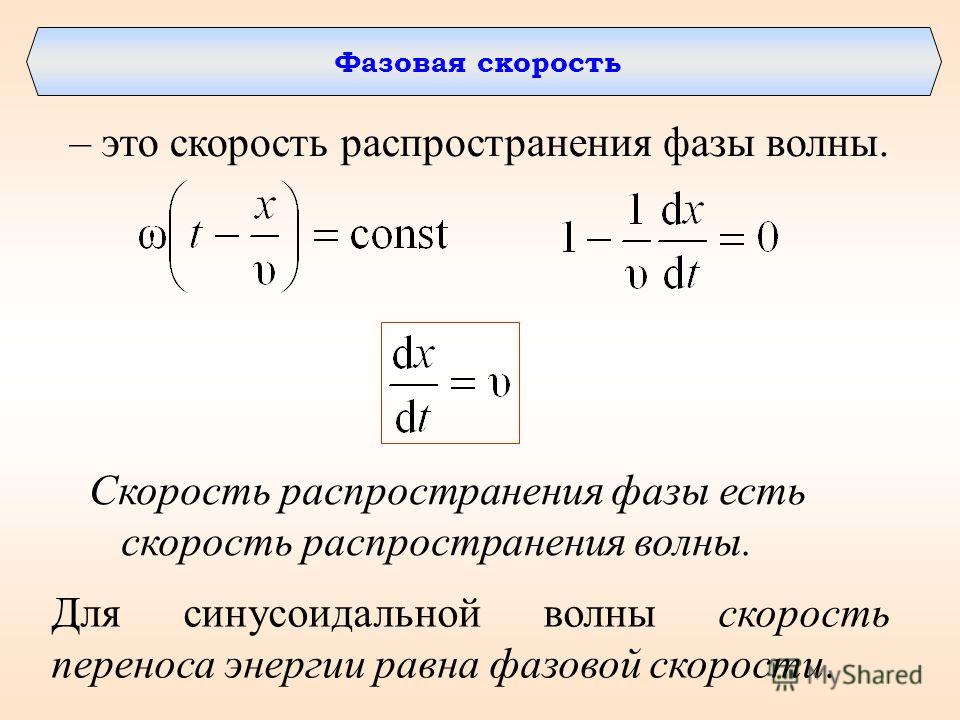 Фазовой скоростью волны называется. Фазовая скорость электромагнитной волны формула. Фазовая скорость.