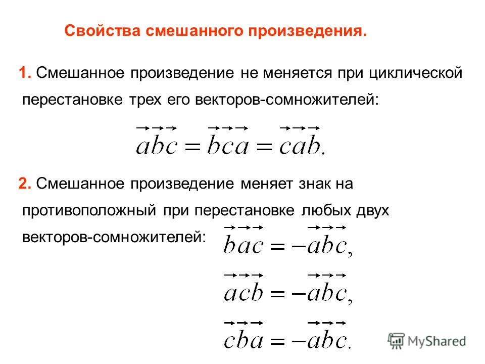 Выражение векторного произведения через координаты