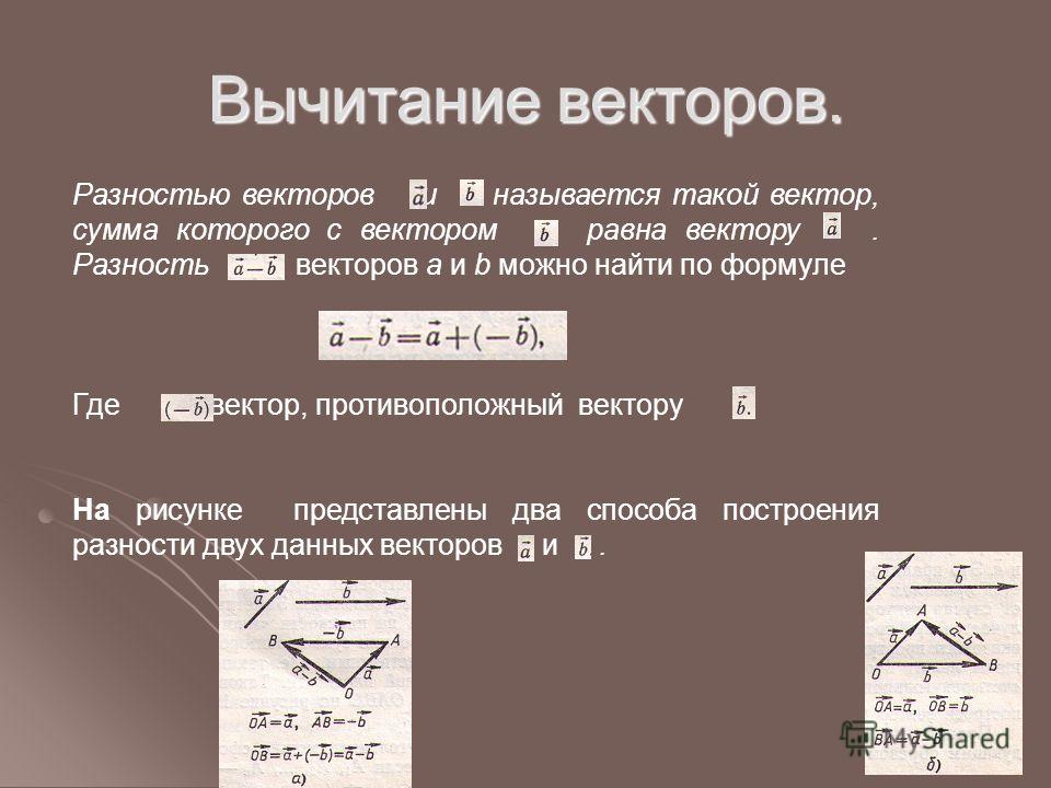 Разность векторов