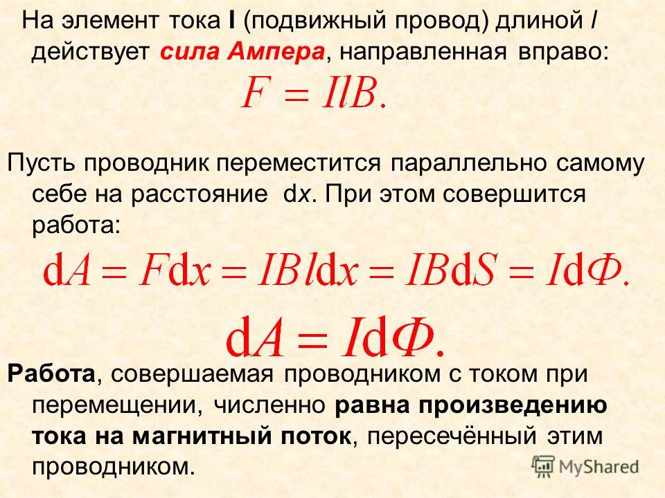 Работа силы ампера