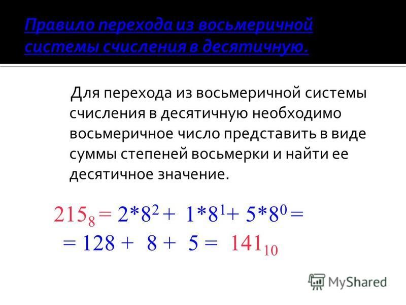 Целые числа в восьмеричной системе