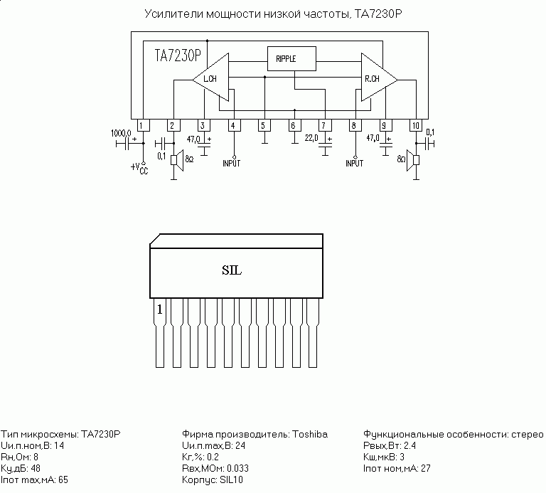 Ta8251ah схема усилителя мощности