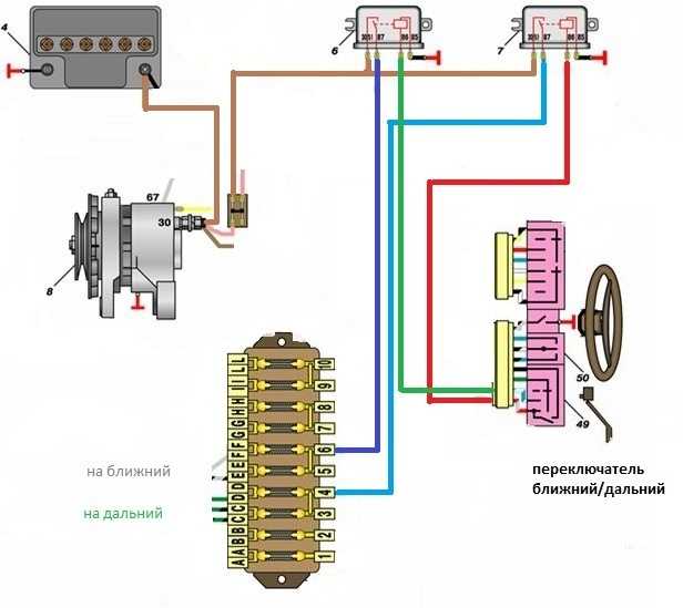 Схема ближнего света ваз 2106
