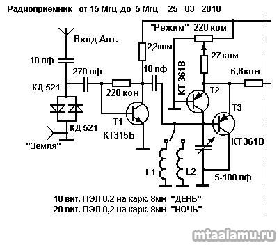 Регенеративный приемник ванюша на 3 15 мгц схема