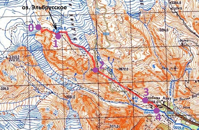 Карта с перепадами местности