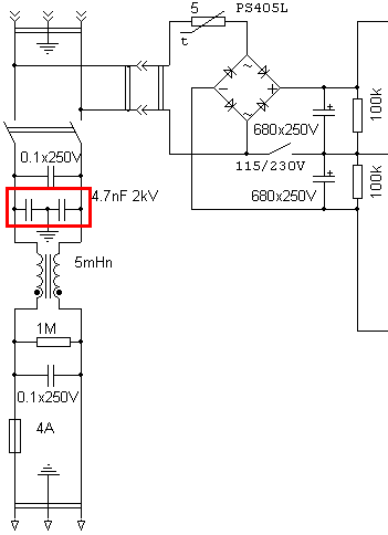 Сетевой фильтр импульсного блока питания схема