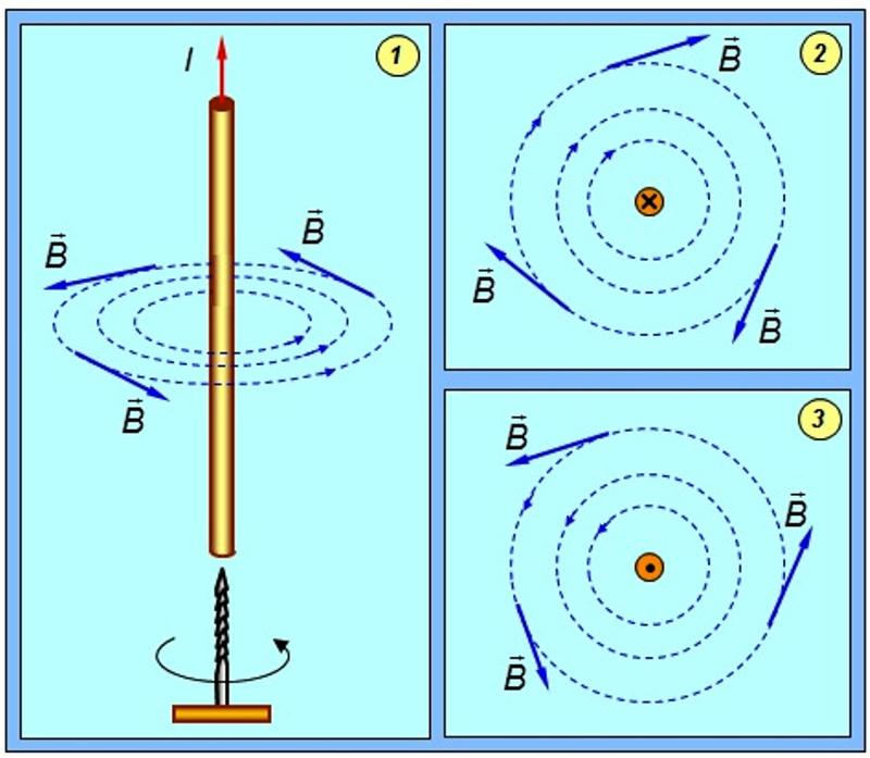 На рисунке 2 указано направление магнитных линий поля прямолинейного проводника с током вариант 2