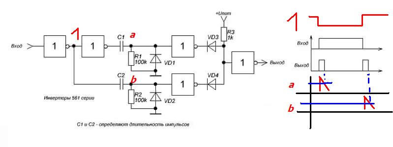Формирователь одиночного импульса схема